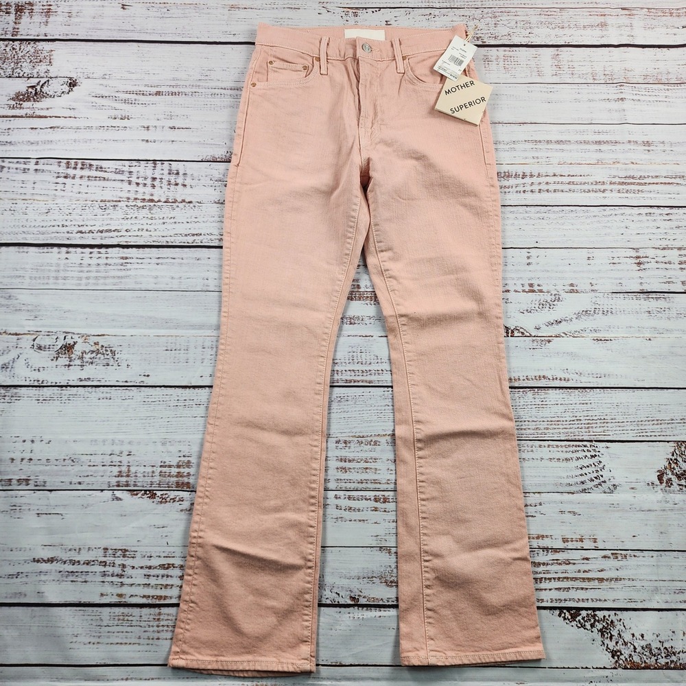 Mother Superior The Insider Hover Jeans Womens 27 NWT Peach Parfait Pink Flare